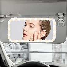 Rechargeable Car Vanity Mirror with Lights 3 Soft Color Lighting,One-Click Light Up Vanity Mirror for Car Sun Visor Mirrors Keep Extra-Long Standby