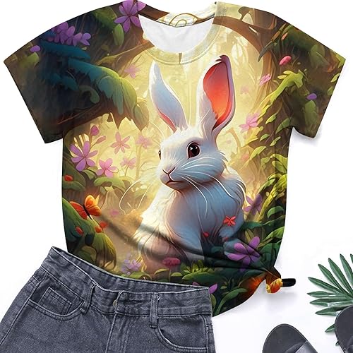 Miniatura 4 de Easter Tshirt for Women, Easter Shirts for Women Easter Letter Printed T-Shirt Summer Short Sleeve Loose Cute Tops