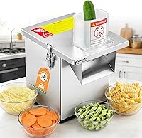 Newhai 4-in-1 Commercial Vegetable Processor: Automatic Slicer Dicer Shredder Wavy Cutter, 330lb/h 200W Stainless Steel