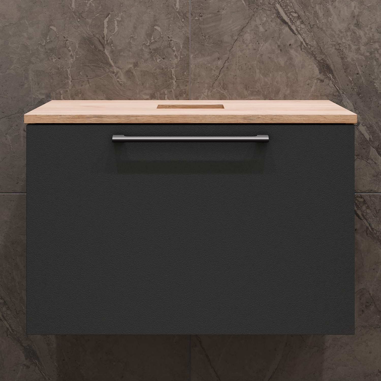 Planetmöbel Astra Set mobili bagno con mobile sottolavabo 60 cm, rovere dorato antracite, senza lavabo da appoggio