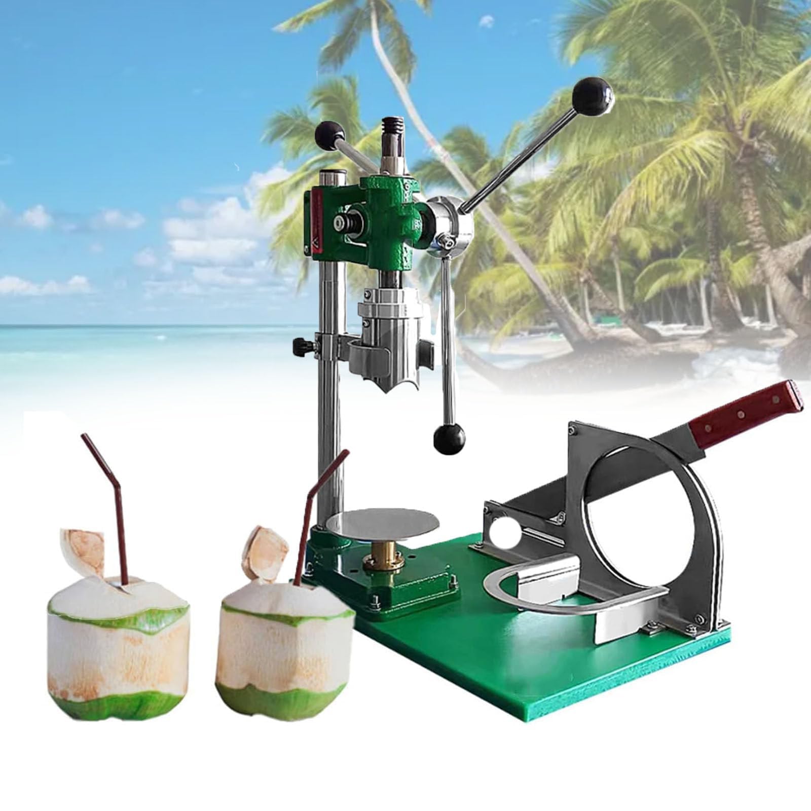 jcwwolk Coconut Peeling And Shelling Machine, Stainless Steel Manual Coconut Hole Opening Machine, Portable Vertical Opener Tool, 3handles For Home And Commercial Use