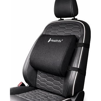 Healthfix Car Lumbar Cushion - Ergonomic Lumbar Support with Memory Foam for a Healthy Seat Posture in the Car Back Cushion for Comfort on Long Drives Medium 70-90 kg