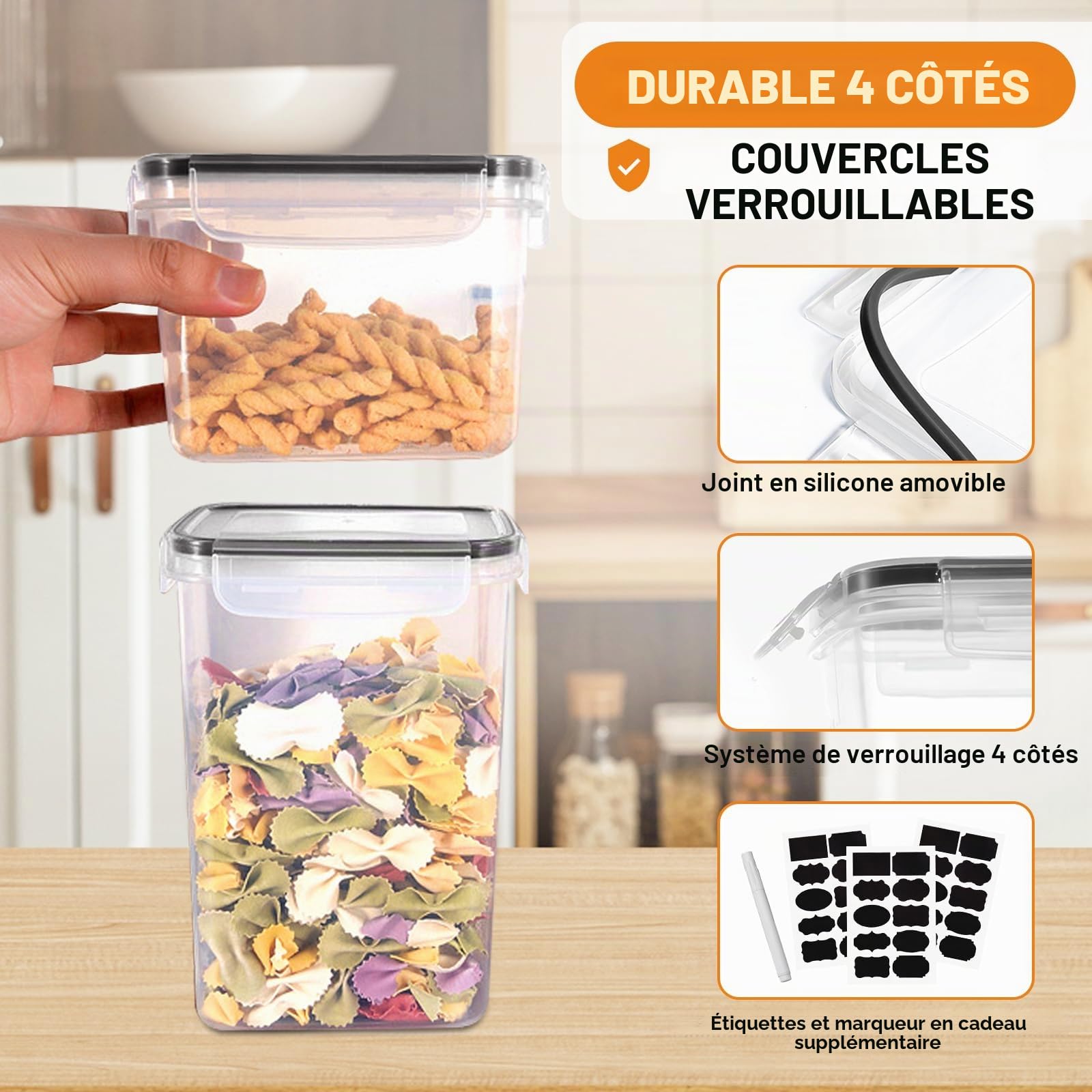 Boîte de Rangement Cuisine,Boite Rangement Cuisine Lot de 24,Boîte Hermetiques Alimentaires en Plastique,Boîte de Conservation Alimentaire Hermétique en Plastique avec Cuillères