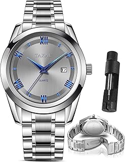 Mens Watches Luxury Stainless Steel Watches for Men Casual Analog Quartz Waterproof Watch for Men Classic Business Work Date Mens Dress Watches Fashion Minimalist Big Face Mens Wrist Watch