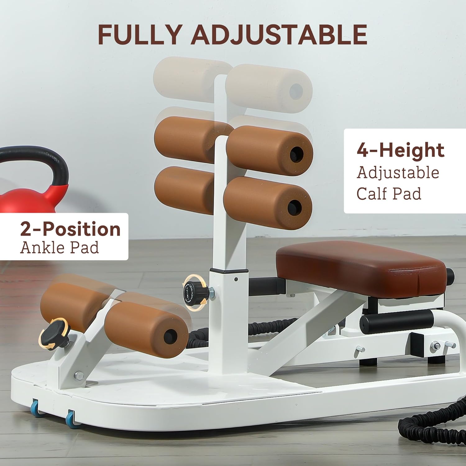 Soozier Foldable Sissy Squat Machine, Hip Thrust Machine with Push Up Stand and Wheels, Multipurpose Glute Workout Equipment for Home Gym