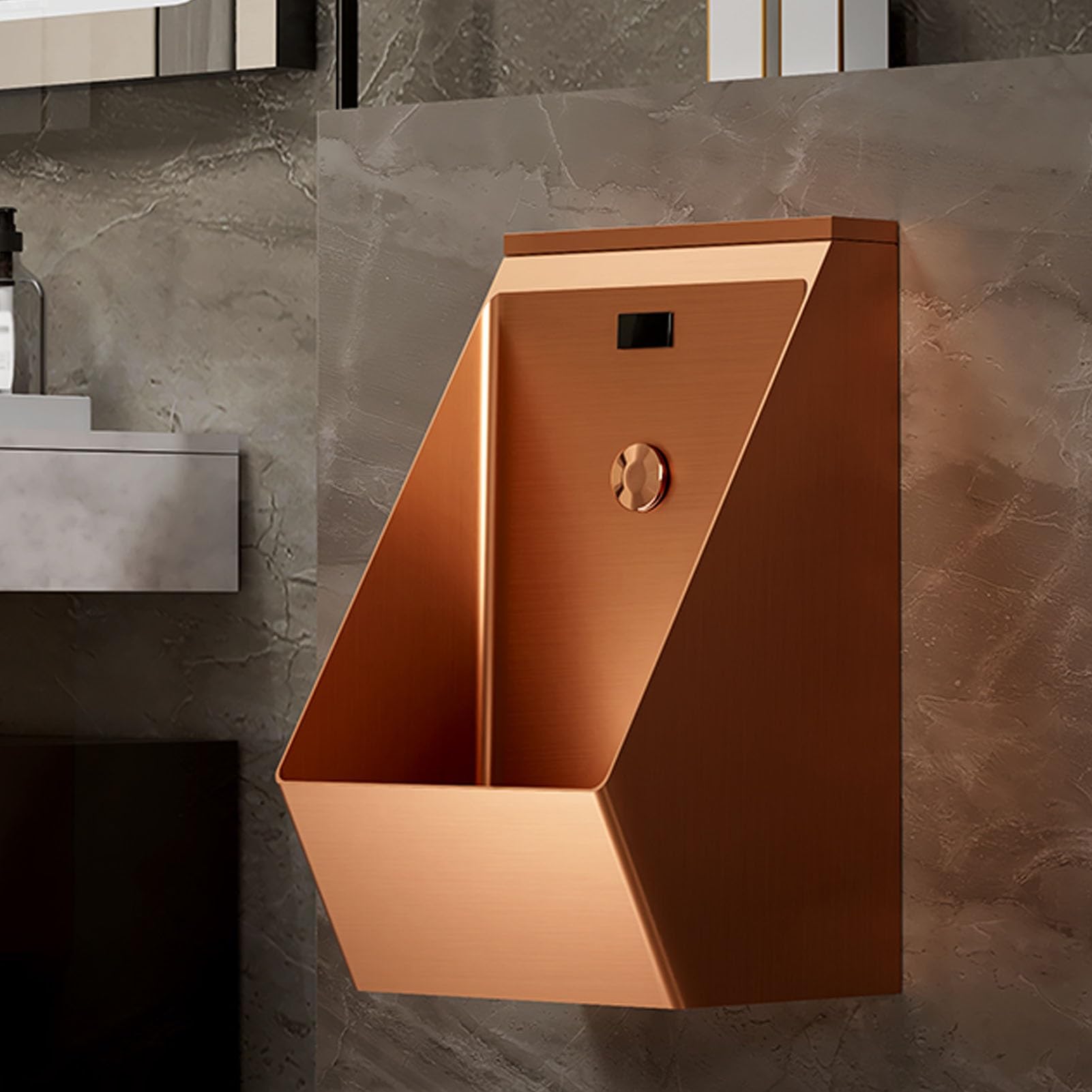 OTQEFTN 304 Stainless Steel Urinals, Wall-Mounted Integrated Induction Urinal, Men's Commercial Flushing Urinal, Anti-Splash for Public Restrooms