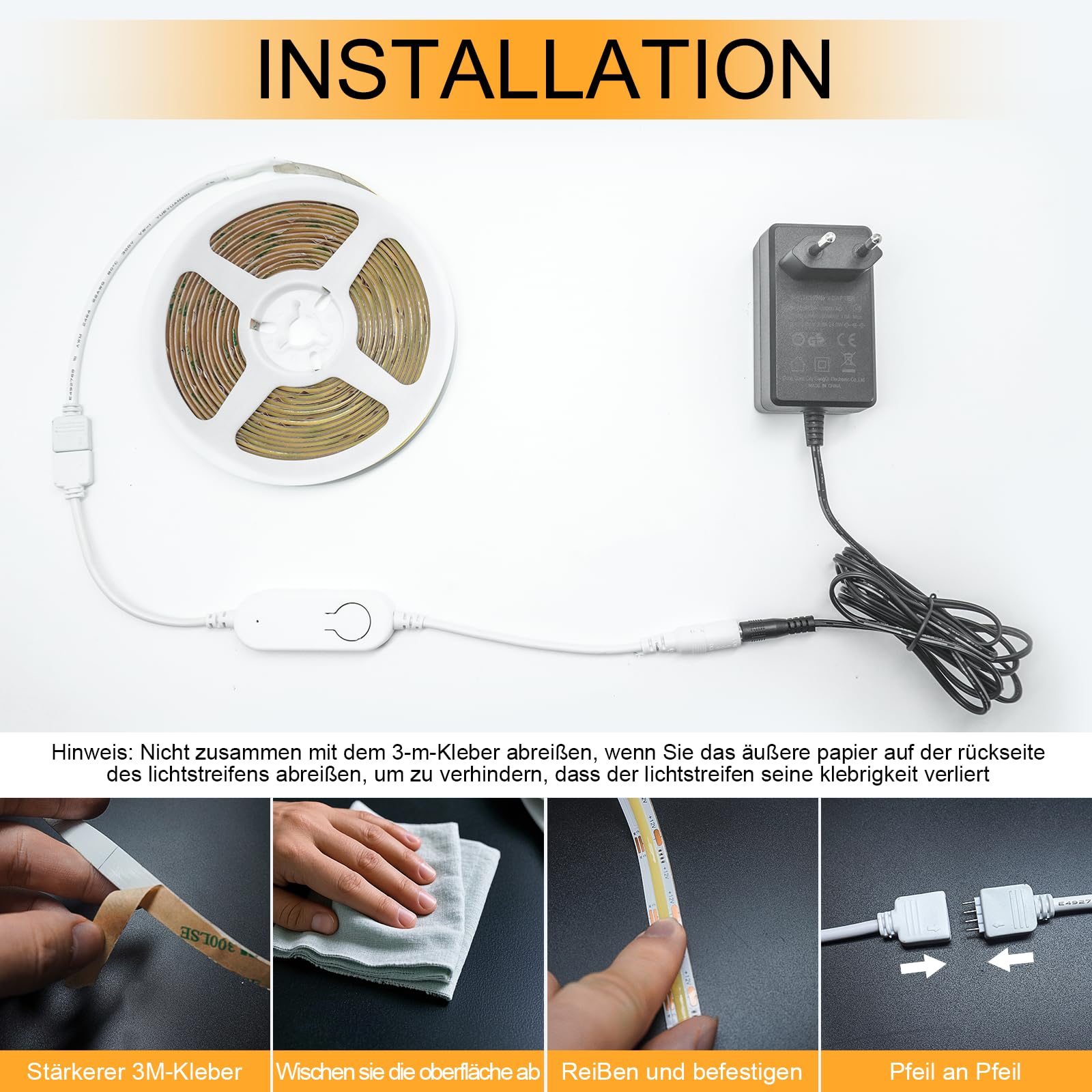 COB LED Strisce bianche sintonizzabili CCT, 5m dimmerabile 2700K-6500K Luci a nastro Kit con Alimentatore y Controllore Tuya, Dimmerabile Luci a Nastro LED per Cucina, Soggiorno, Feste, Bar