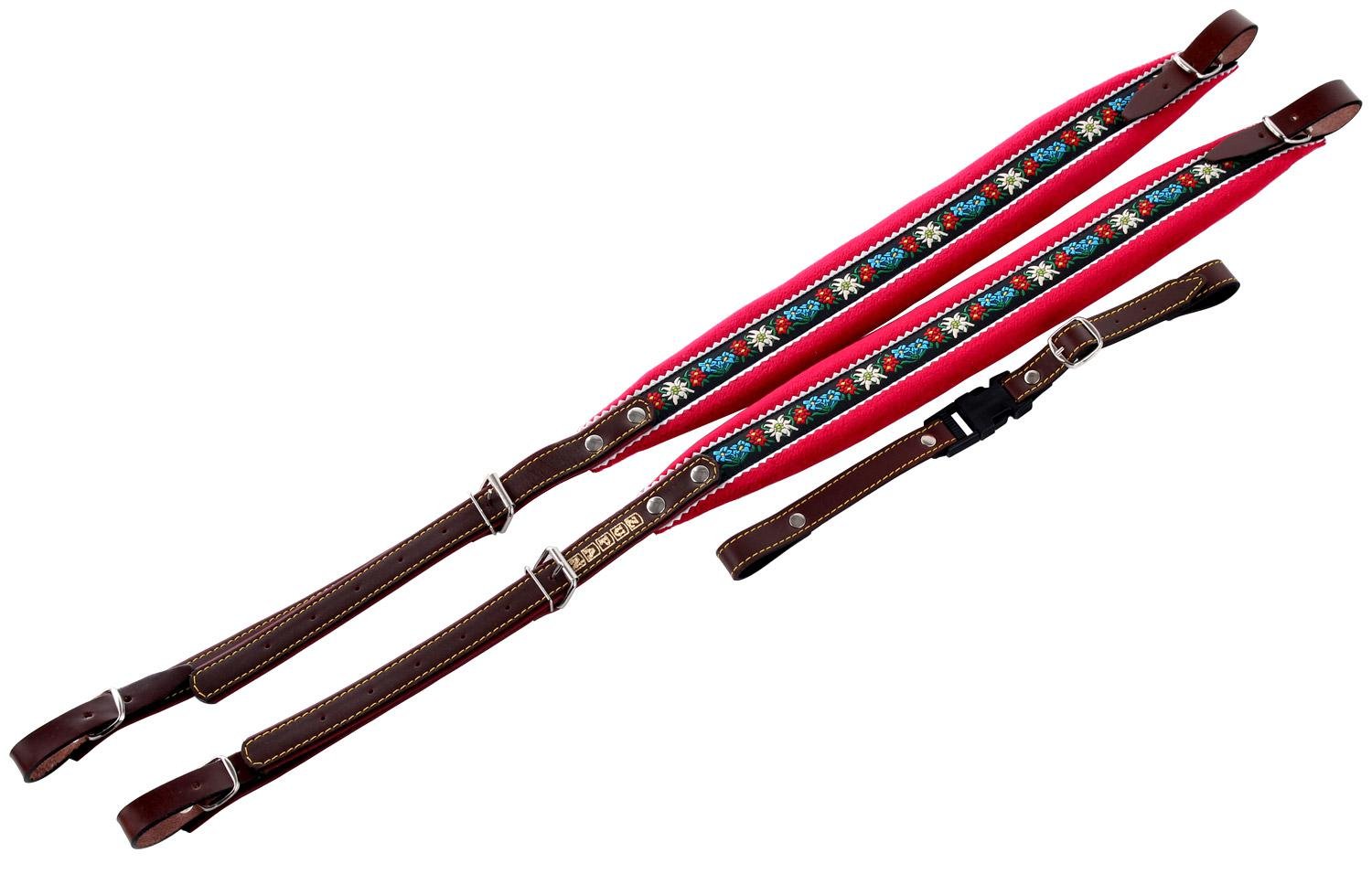 Akkordeonriemen “Standard” (für 72/96 Bass Akkordeon) rot/Edelweiß