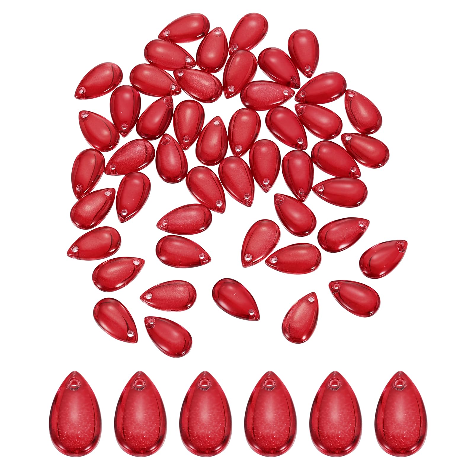 sourcing map 60 Pcs Teardrop Crystal Glass Beads, 8x14mm Teardrop Glass Charm Pendants Water Drop Beads Top Drilled for Jewelry Making DIY Craft Bracelets Necklace, Red โ image 1