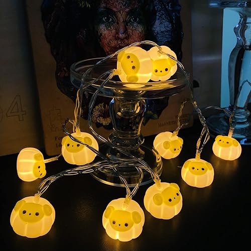 Vista 24 de Guirnalda de luces LED pintadas de ovejas pequeñas con diseño de animales, adornos de cabra, luces novedosas, funciona con pilas, luz decorativa