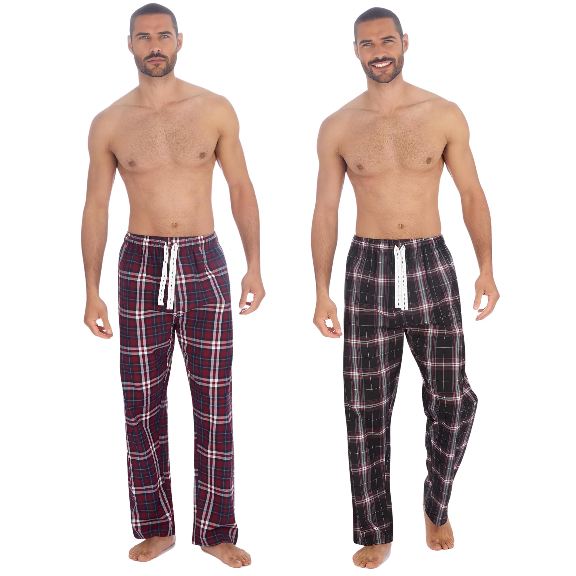INSIGNIA Mens Woven Pyjamas Lounge Pants Bottoms Check (2 PACK)