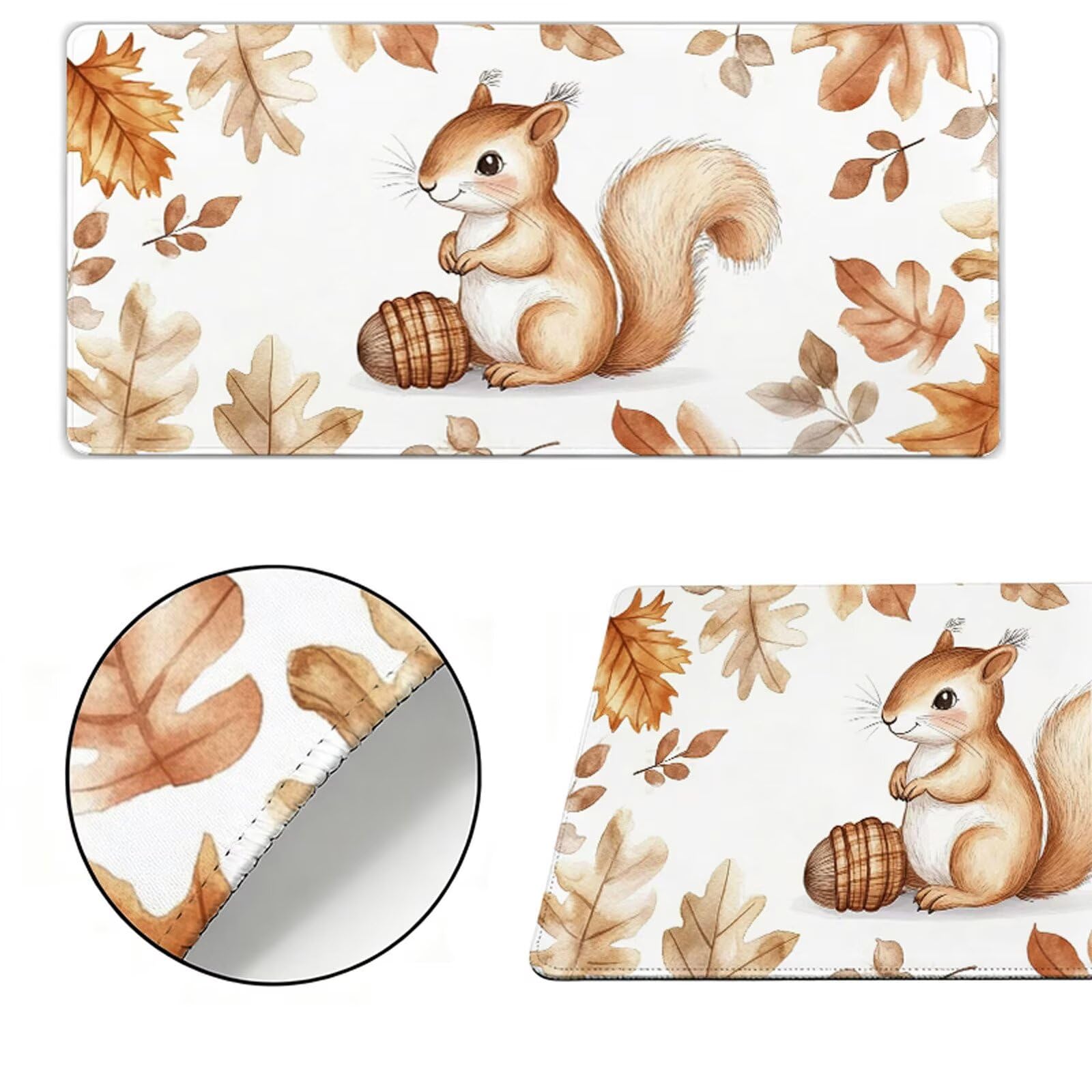 Podkładka pod mysz XXL 1200x600x3mm wiewiórka podkładka pod mysz podkładka pod mysz jesień poprawia precyzję i szybkość, wodoodporne antypoślizgowe, szyte krawędzie, akcesoria do gier, komputer