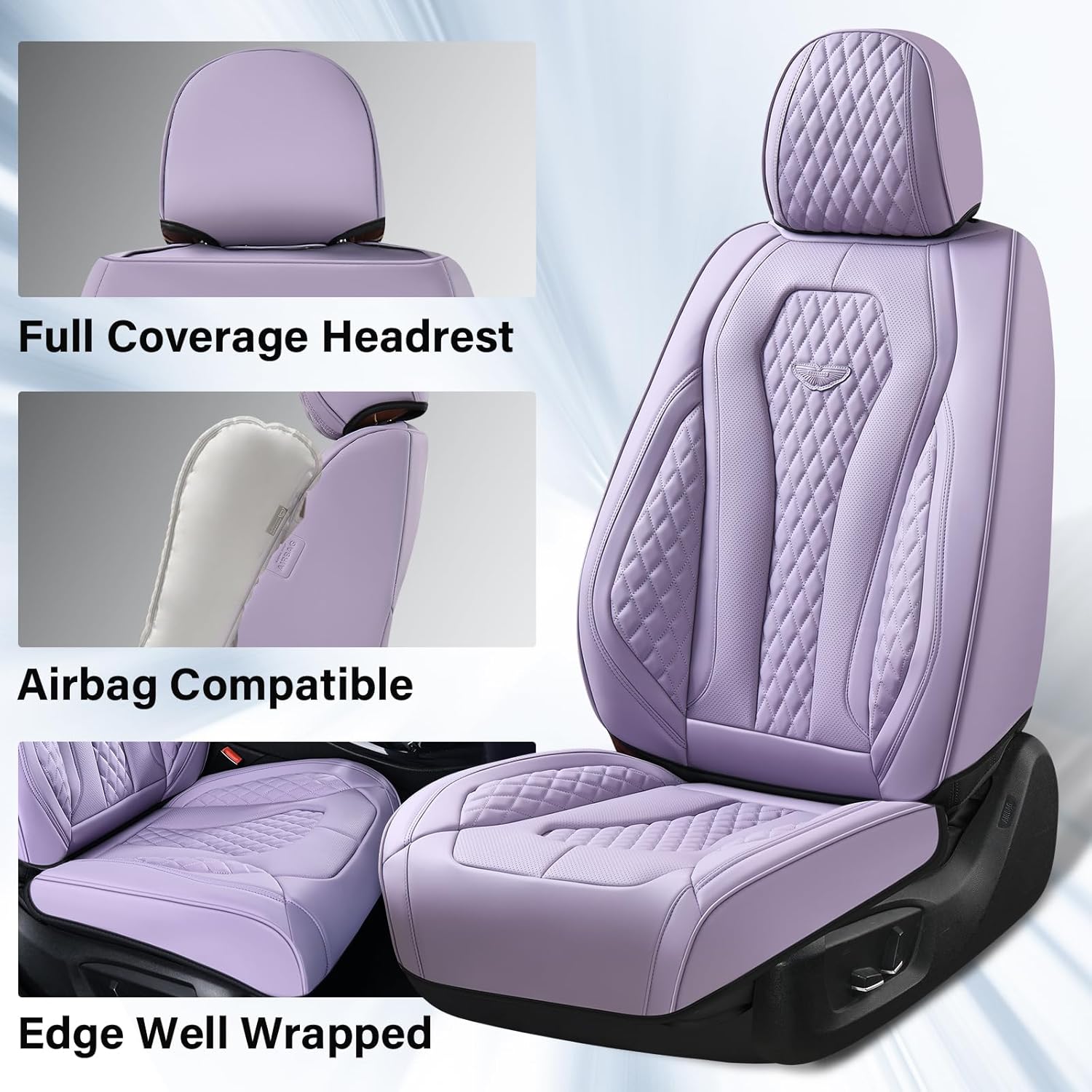 Coverado Seat Covers, Car Seat Covers Front Seats, Purple Car Seat Cover, Luxury Car Seat Covers, Seat Cushion, Front Car Seat Covers Leatherette Car Seat Protector - Image 2