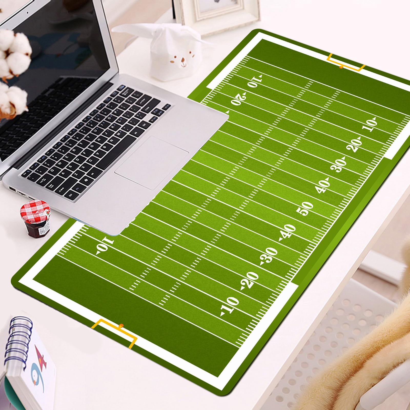 Pad del mouse da gioco (900x400 mm),Campo di football americano. Motivo e texture di erba verde per sfondo,tampone del mouse lavabile, tavolo per laptop, con base di gomma non motorycycle.