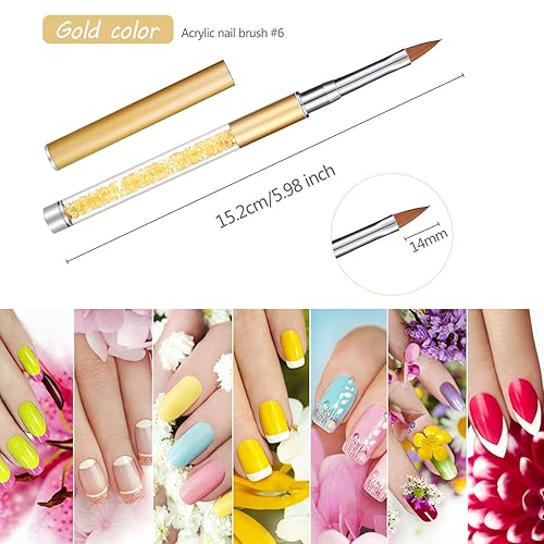 Miniatura 3 de Honoson Juego de 5 pinceles de uñas acrílicas, flores 3D para uñas acrílicas, bolígrafo de gel UV, herramientas de pintura, hogar, bricolaje, salón