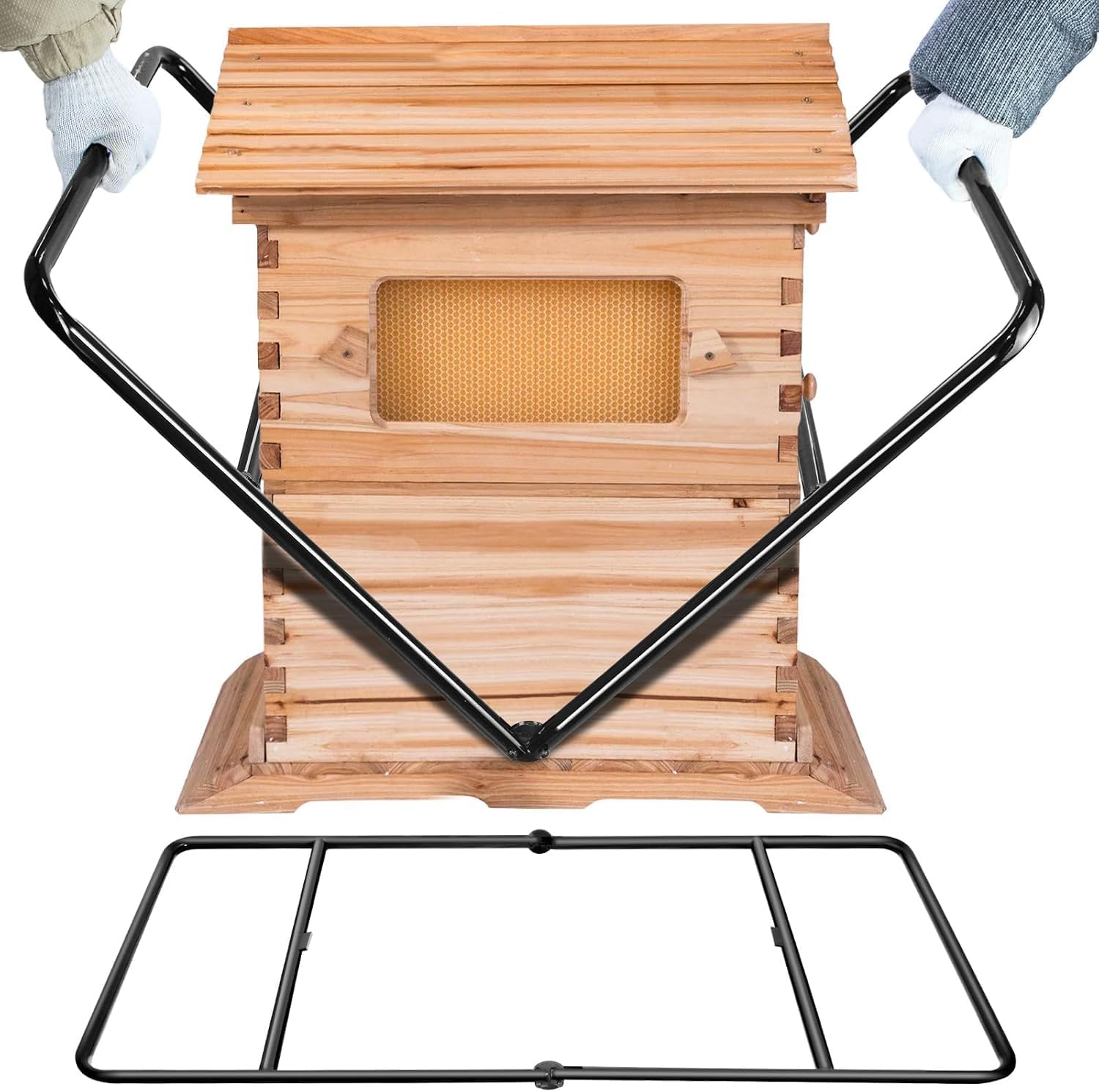 Beekeeping Hive Mover for 10 Frame Bee Hives Boxes, Hive Carrier Suitable for Deep/Medium Shallow Superbox, Bee Hives Boxes Starter Kit Beekeeping