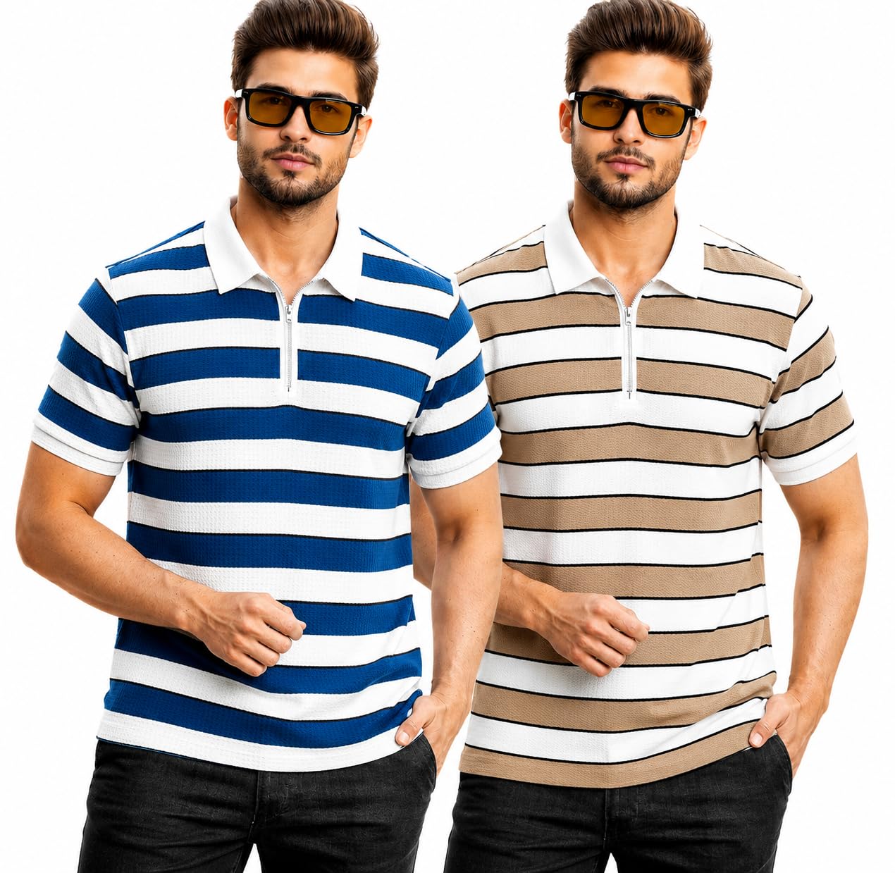 Men’s Cotton Polo T-Shirt Pack of 2 | Multicolour Casual & Trendy T-Shirts | Soft & Comfortable Regular Fit-PO2-1097-image-40