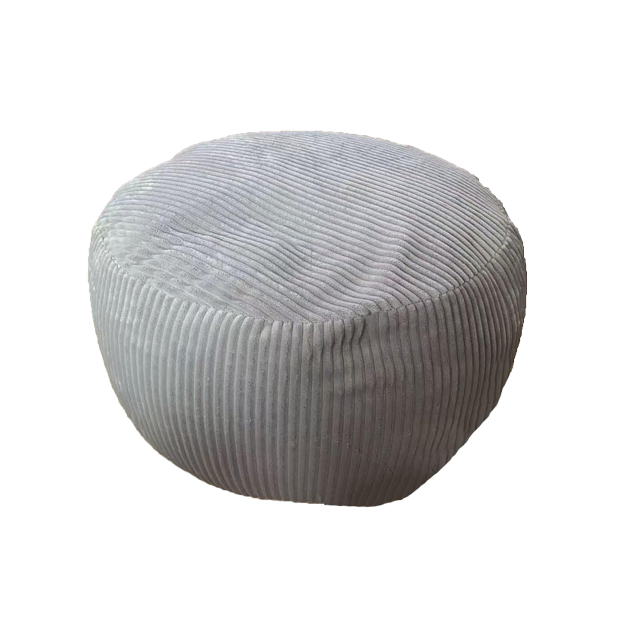 Relaxdays pouf, cord, HxD: 25 x 35 cm, polystyrene filling, round floor cushion, living room stool, light grey
