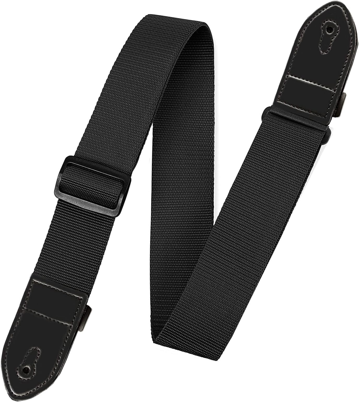JEOPKO 1 Pcs Guitar Strap Locks - Nylon Strap for Acoustic, Classical, Electric & Bass Guitars - Black