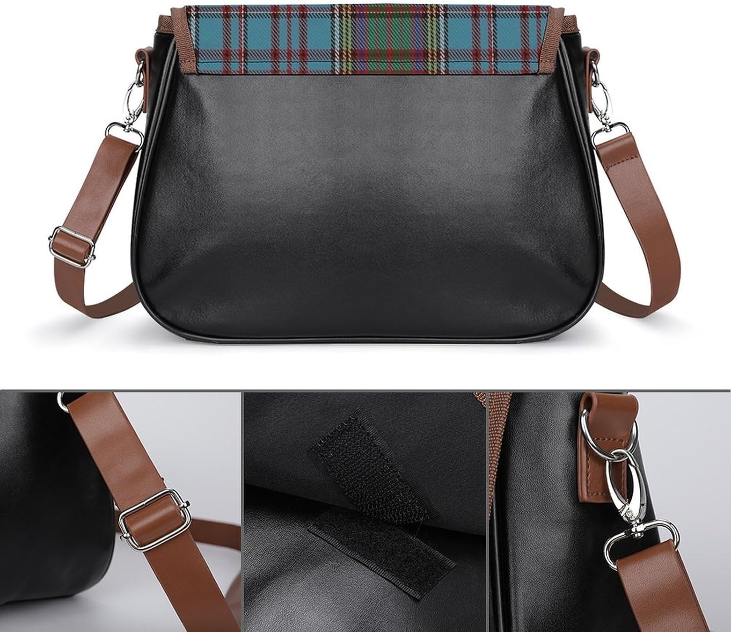 Anderson Clan Family TartanWomen's Faux Leather Crossbody Bag, Waterproof Wrinkle-Resistant Shoulder Bag with Detachable Strap, Large Capacity Casual Handbag, Fashion Daily Purse for Shopping Work Dat