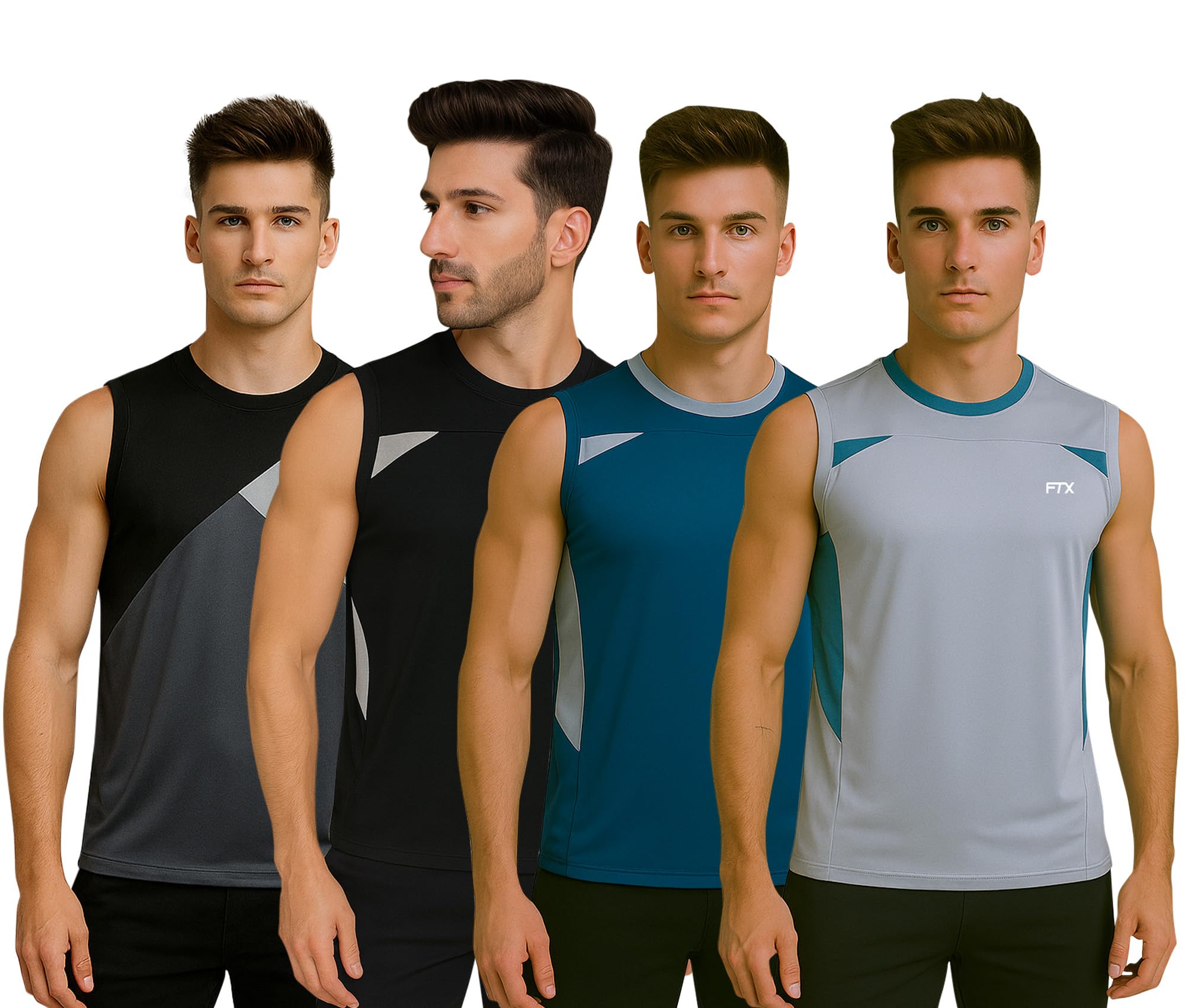 ftx Drifit Colorblock Sleeveless Activewear Sports Tshirt for Men (Pack of 4)-picture-28