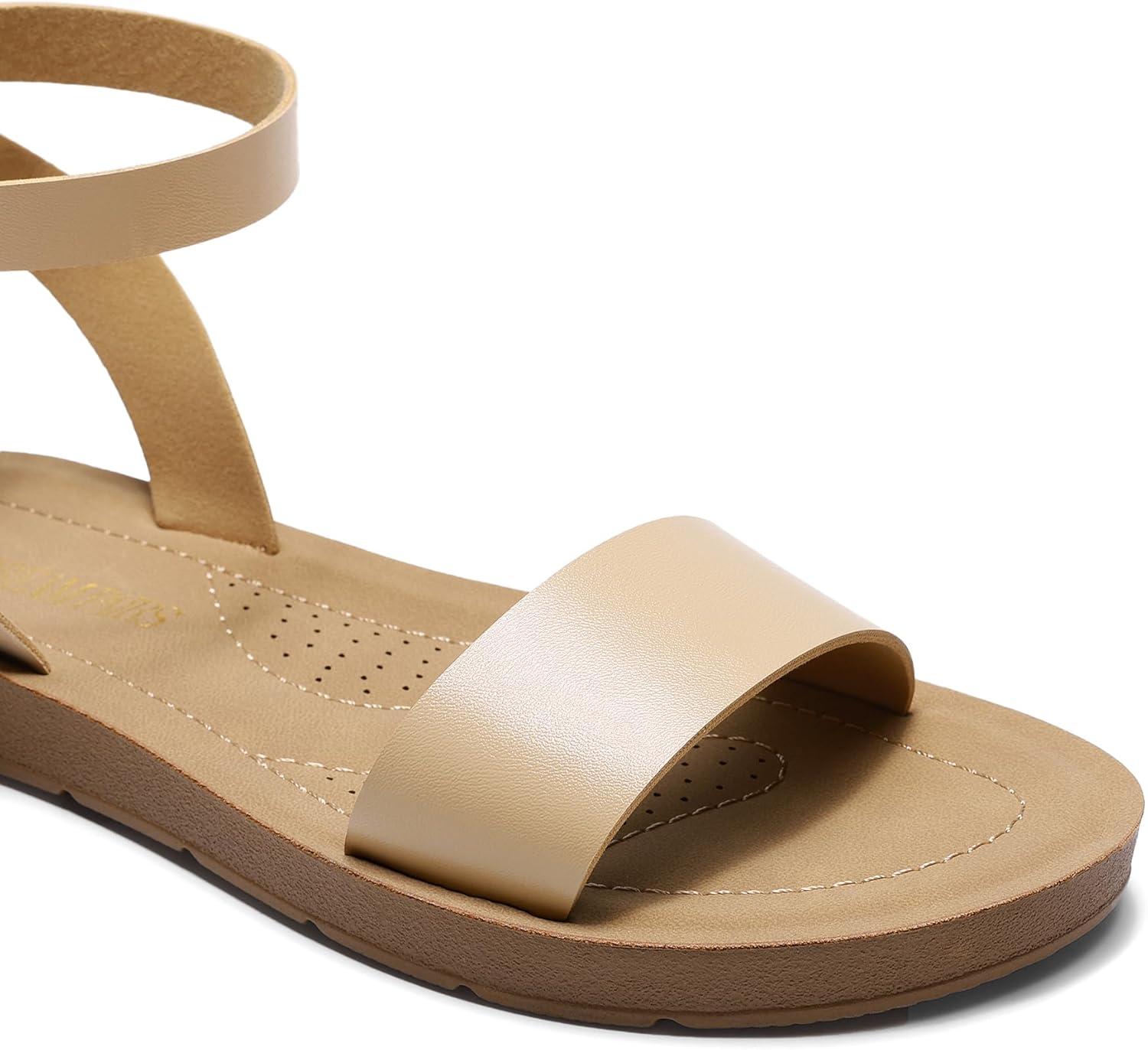 DREAM PAIRS Women’s One Band Ankle Strap Buckle Flat Sandals - Image 4