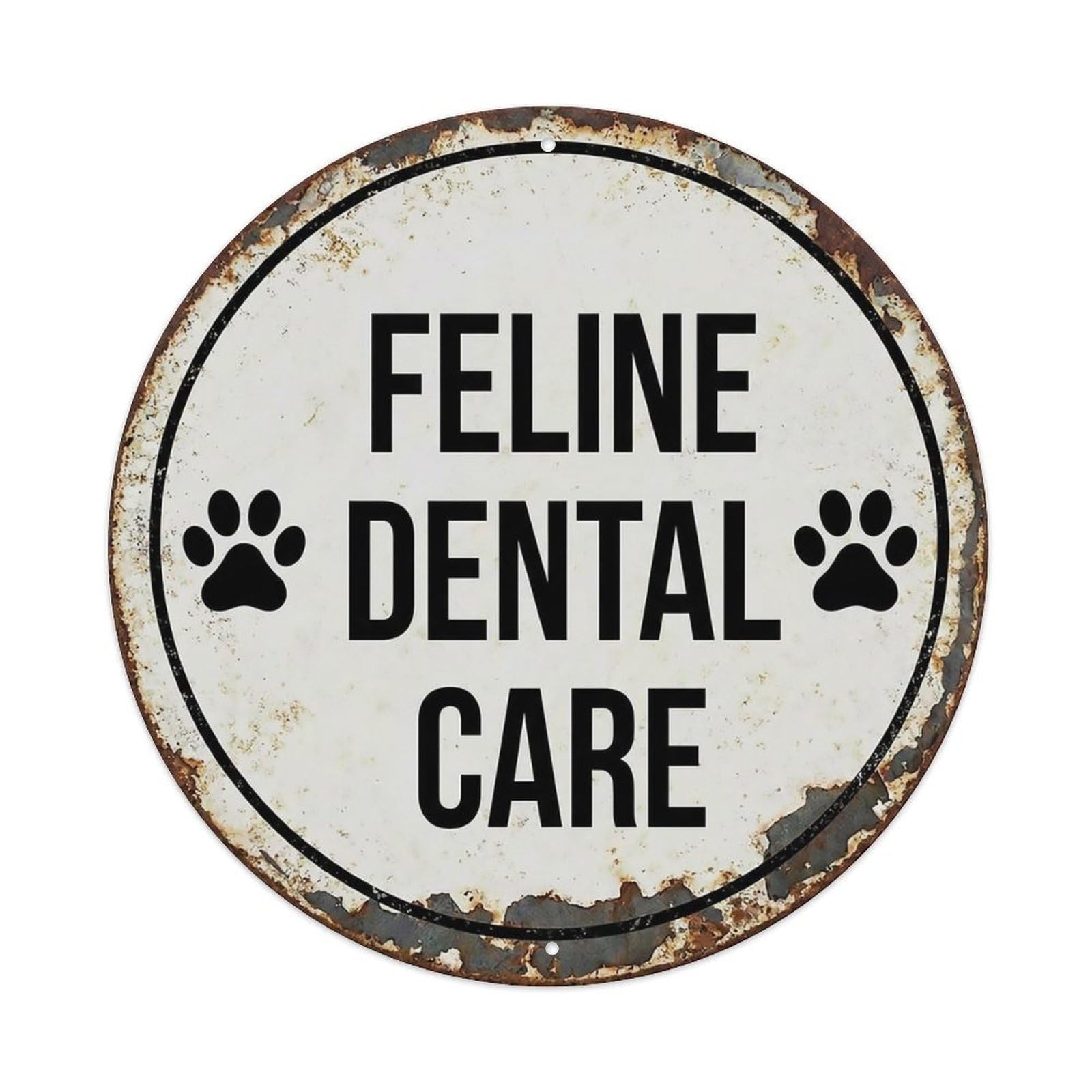 Vintage Feline Dental Care Clinic Metal Tin Sign