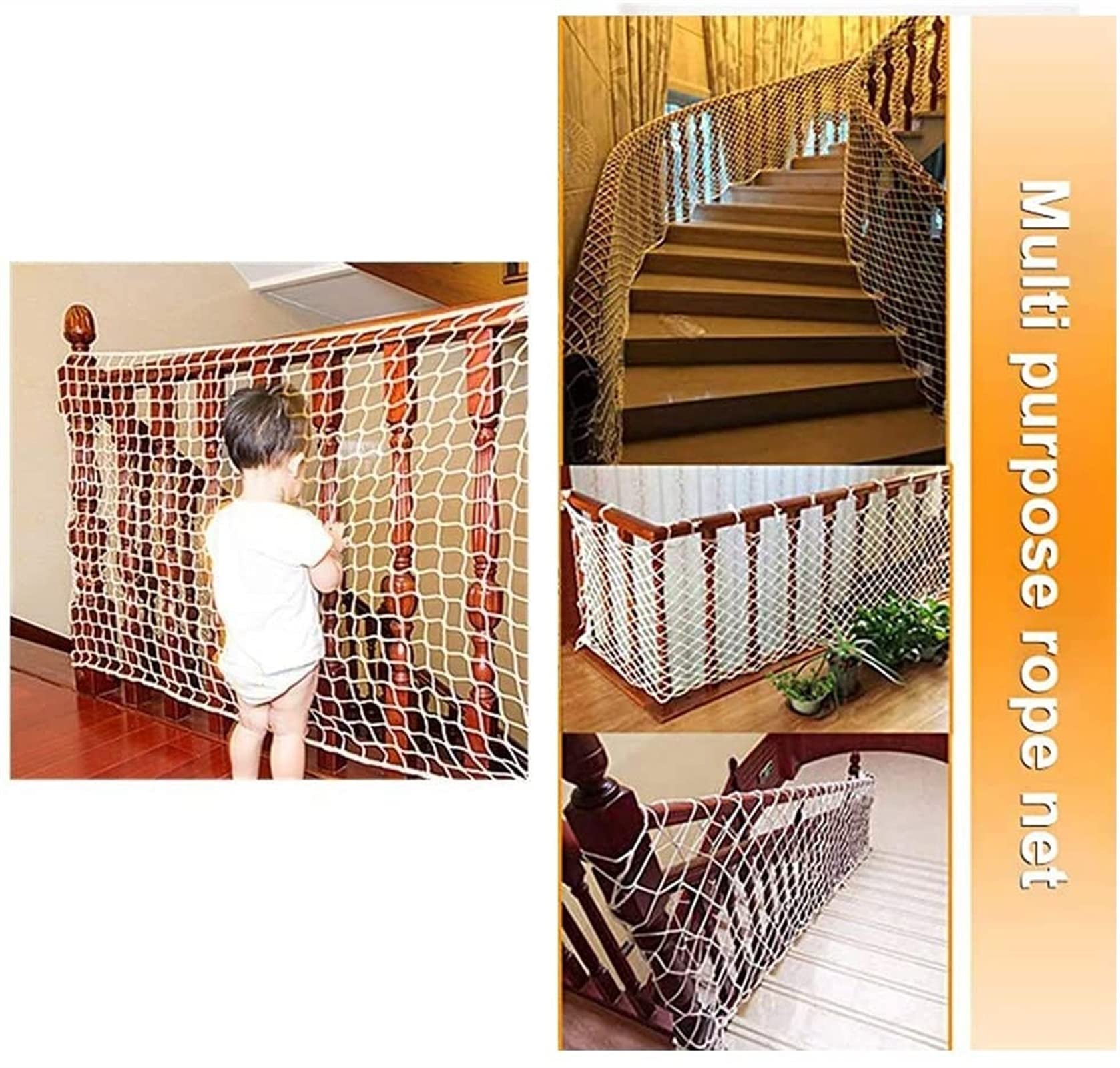 Ogrodowa siatka bezpieczeństwa na balkon i schody - tkana siatka linowa ochrona przed dziećmi i placem zabaw Rozmiar: 1 x 6 m (3 x 50 m) - idealna do bezpieczeństwa na zewnątrz