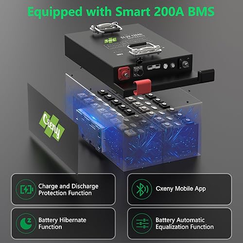 Miniatura 3 de Batería de litio de 48 V para carrito de golf de 120 Ah, con BMS inteligente de 200 A, control de aplicación móvil, potencia de carga máxima de 6144