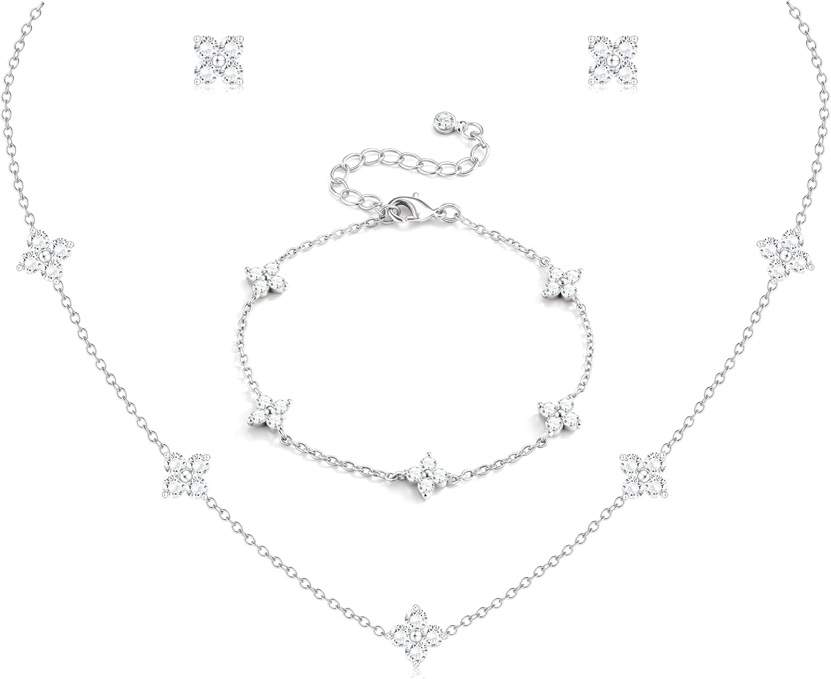 Delicado conjunto de joyas de oro plateado para mujer, regalo para boda, novia, graduación