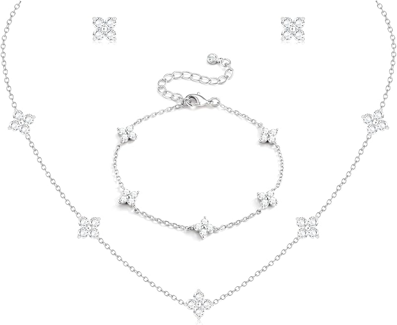 Delicado conjunto de joyas de oro plateado para mujer, regalo para boda, novia, graduación