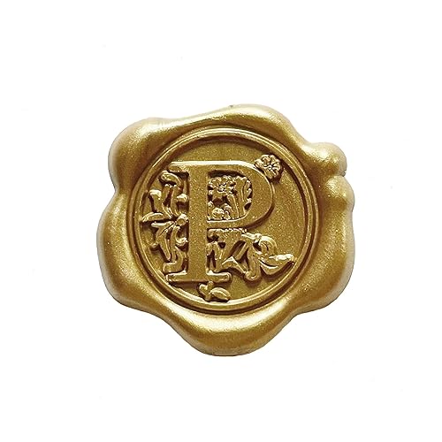 Calcomanías de sello de cera, iniciales de flores doradas, 30 unidades, cera de sellado real autoadhesiva, hecha (P)