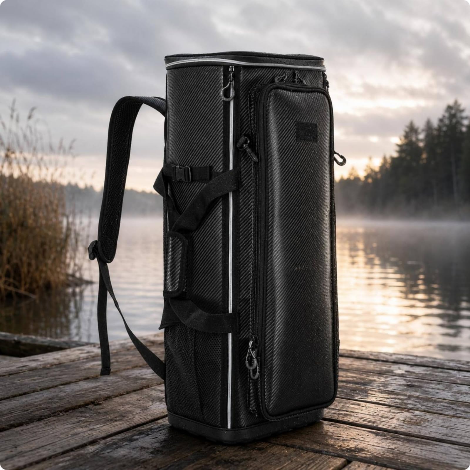 Contenedor de Asiento Plegable Mochila de Pesca Resistente con Soporte para Silla Bolsillos Laterales Base Estable Distribución de Peso Cómoda, 70 Cm