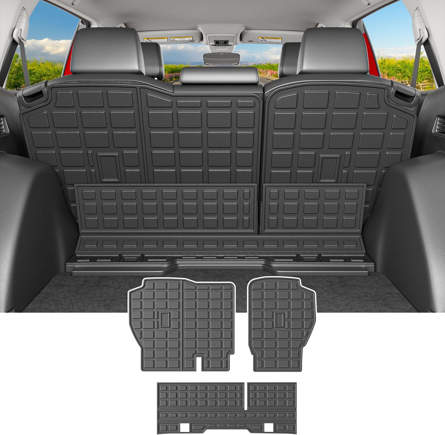 powoq Fuel Cargo Mat Compatible with 2023 2024 2025 2026 Honda CRV Trunk Mat Back Seat Protector TPE Cargo Liner Replacement for 2023-2026 Honda CRV Accessories Backrest Mat Compatible with 2023-2026 Fuel CRV