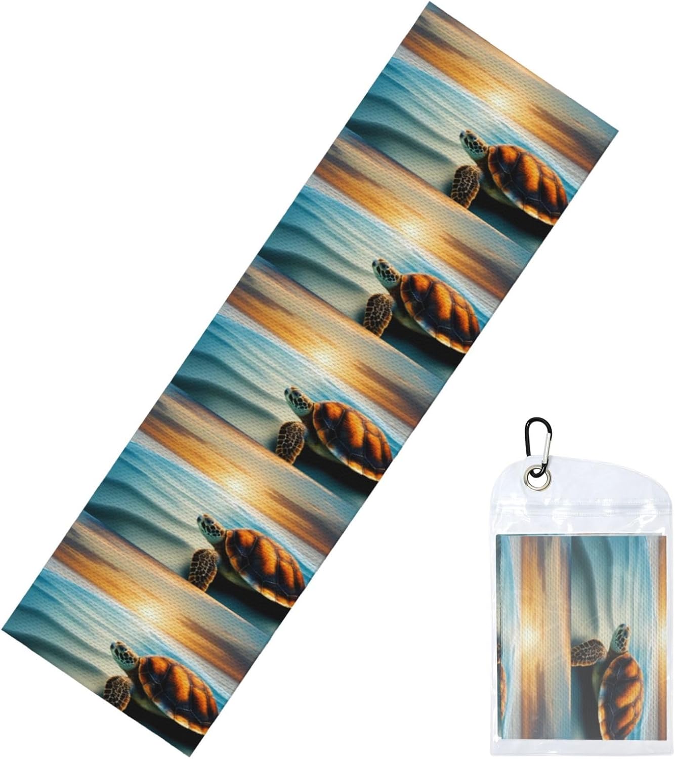 Chilled Sports Towel 12×40 in Ice Towel Soft Breathable Chilly Towel for Yoga Sport Running Gym Workout Fitness Sunset Turtle Picture
