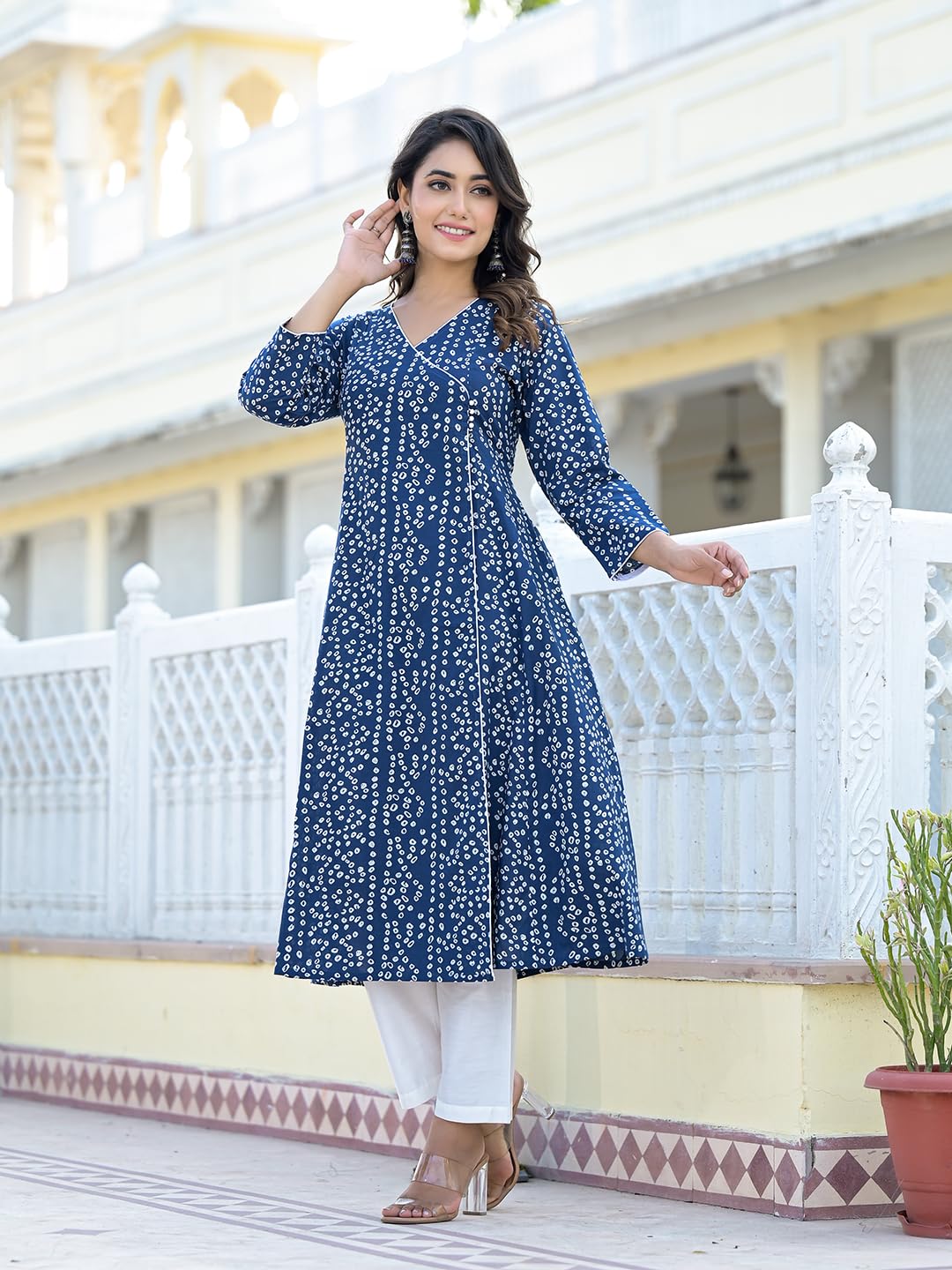 Varanga Women Floral Printed Peplum Short Kurti Blue