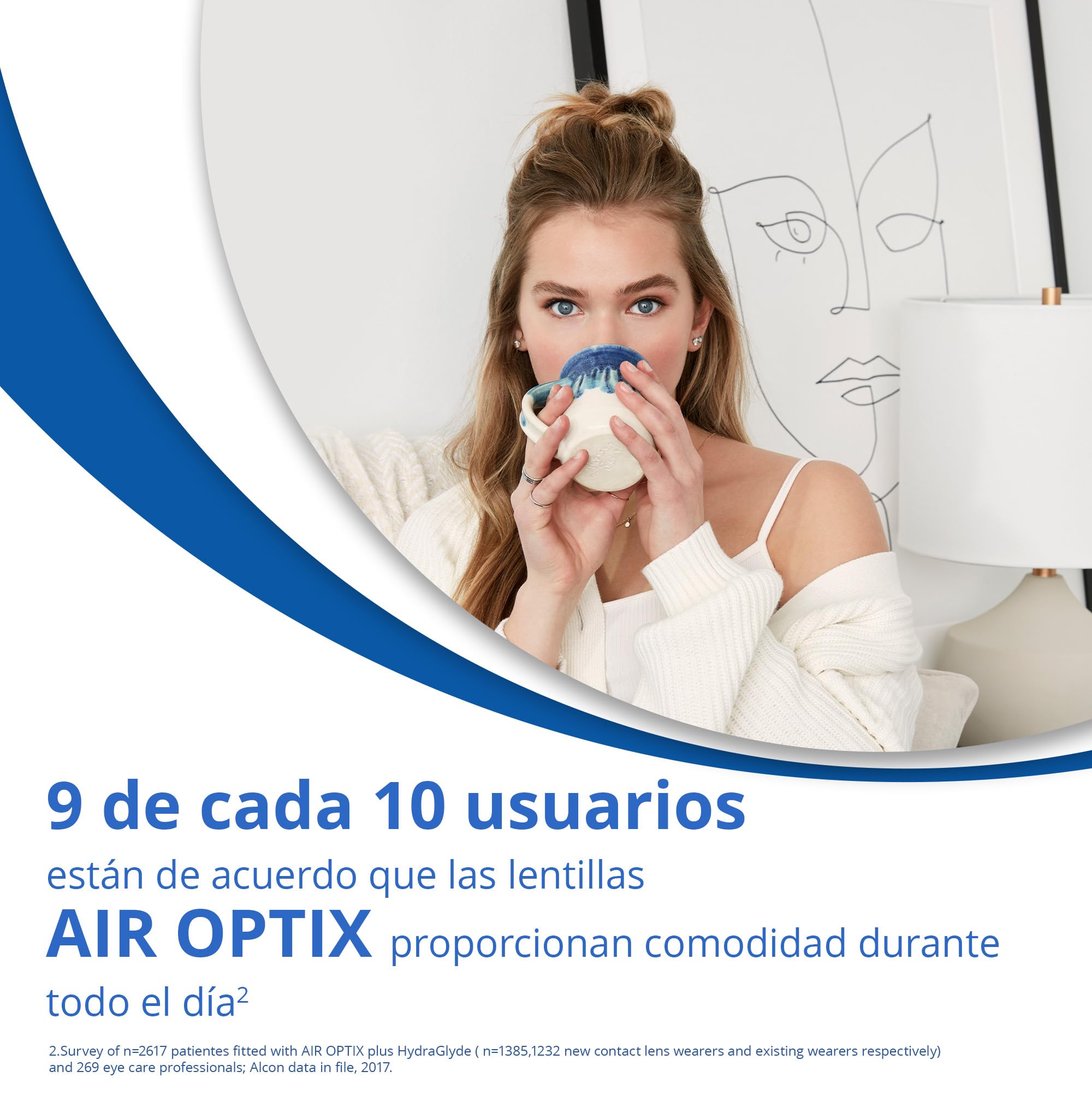 Air Optix plus HydraGlyde Lentes de contacto de reemplazo mensual, Pack de 6, R 8.6 mm, D 14.2 mm, -2.75 Diopt
