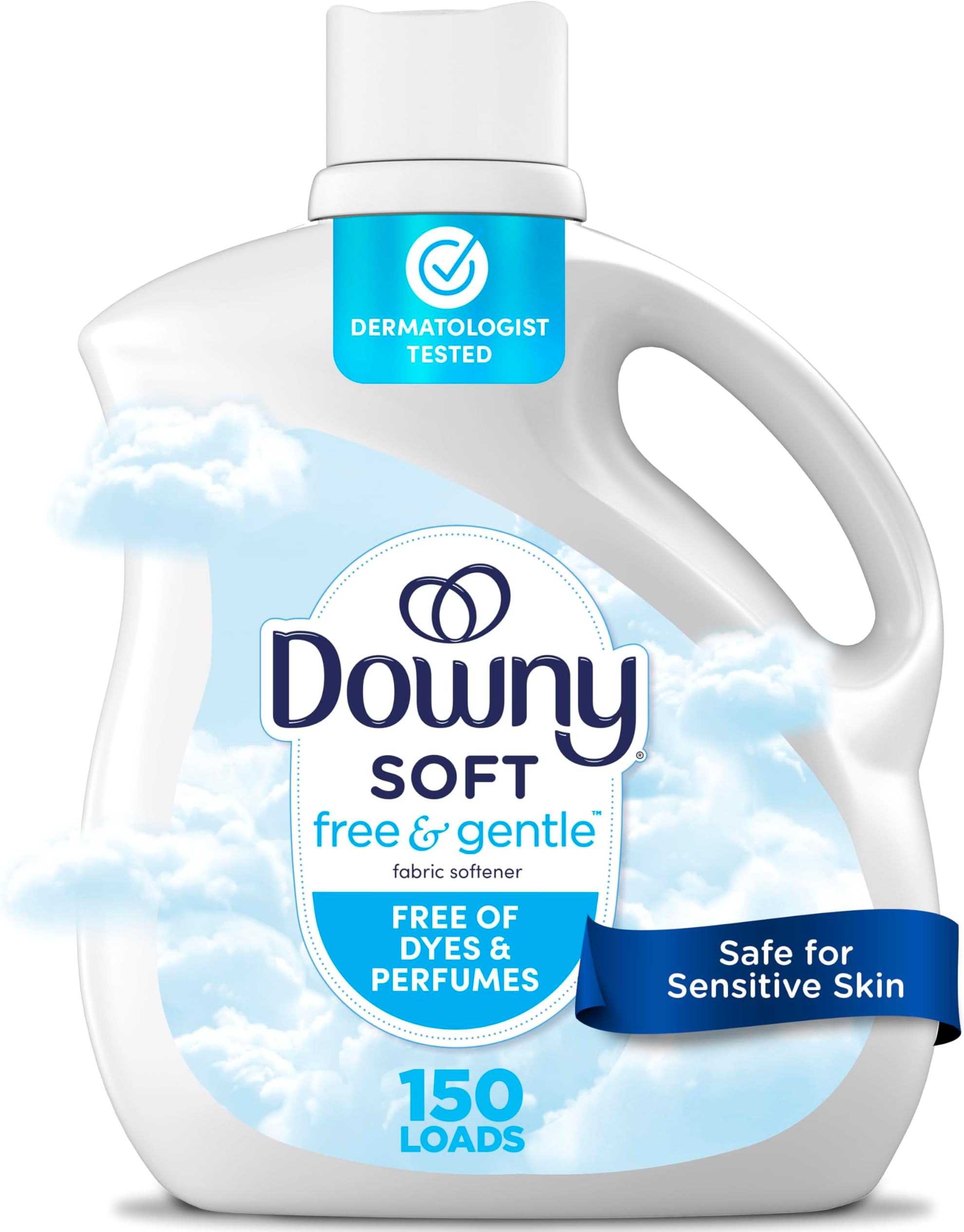 Free & Gentle Liquid Fabric Softener, 111 fl oz, 150 Loads, Hypoallergenic, Sensitive Skin Friendly Fabric Conditioner Liquid