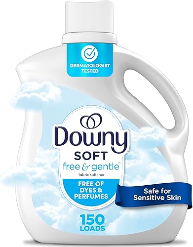 Suavizante de tela líquido Downy Free & Gentle, 111 fl oz, 150 cargas, hipoalergénico, acondicionador de tela líquido apto para pieles sensibles