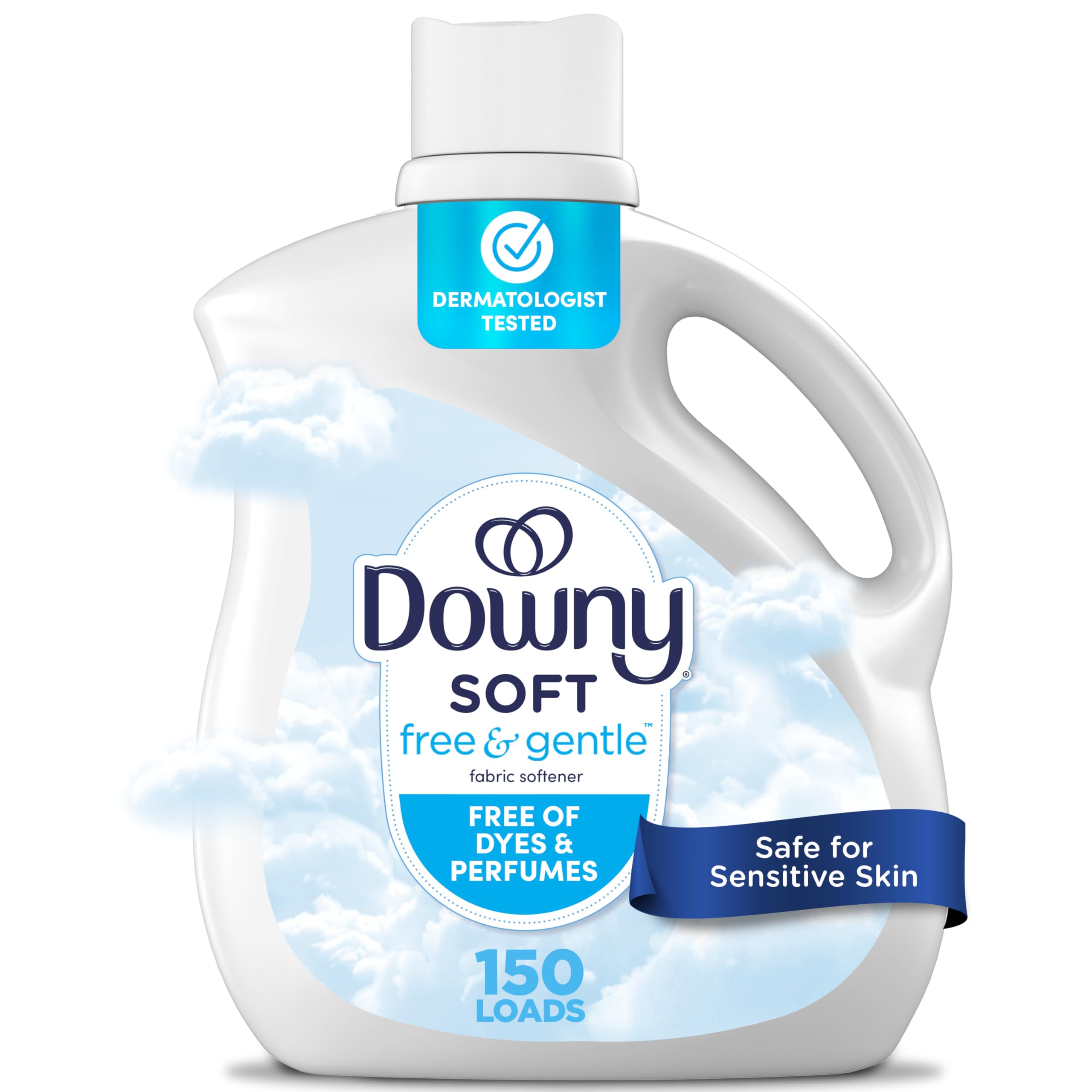 Downy Free & Gentle Liquid Fabric Softener, 111 fl oz, 150 Loads, Hypoallergenic, Sensitive Skin Friendly Fabric Conditioner Liquid