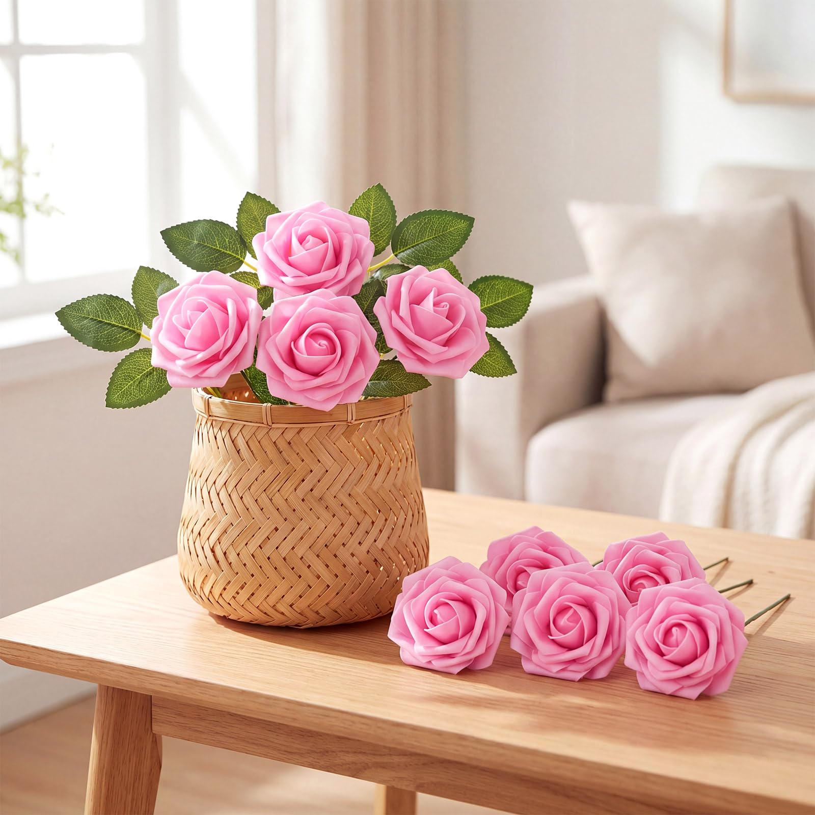100 rose artificiali in schiuma, bouquet di rose finte, regalo per matrimonio, festa della mamma, donne, fai da te, addio al nubilato, feste, compleanno, casa, decorazione primaverile (rosa