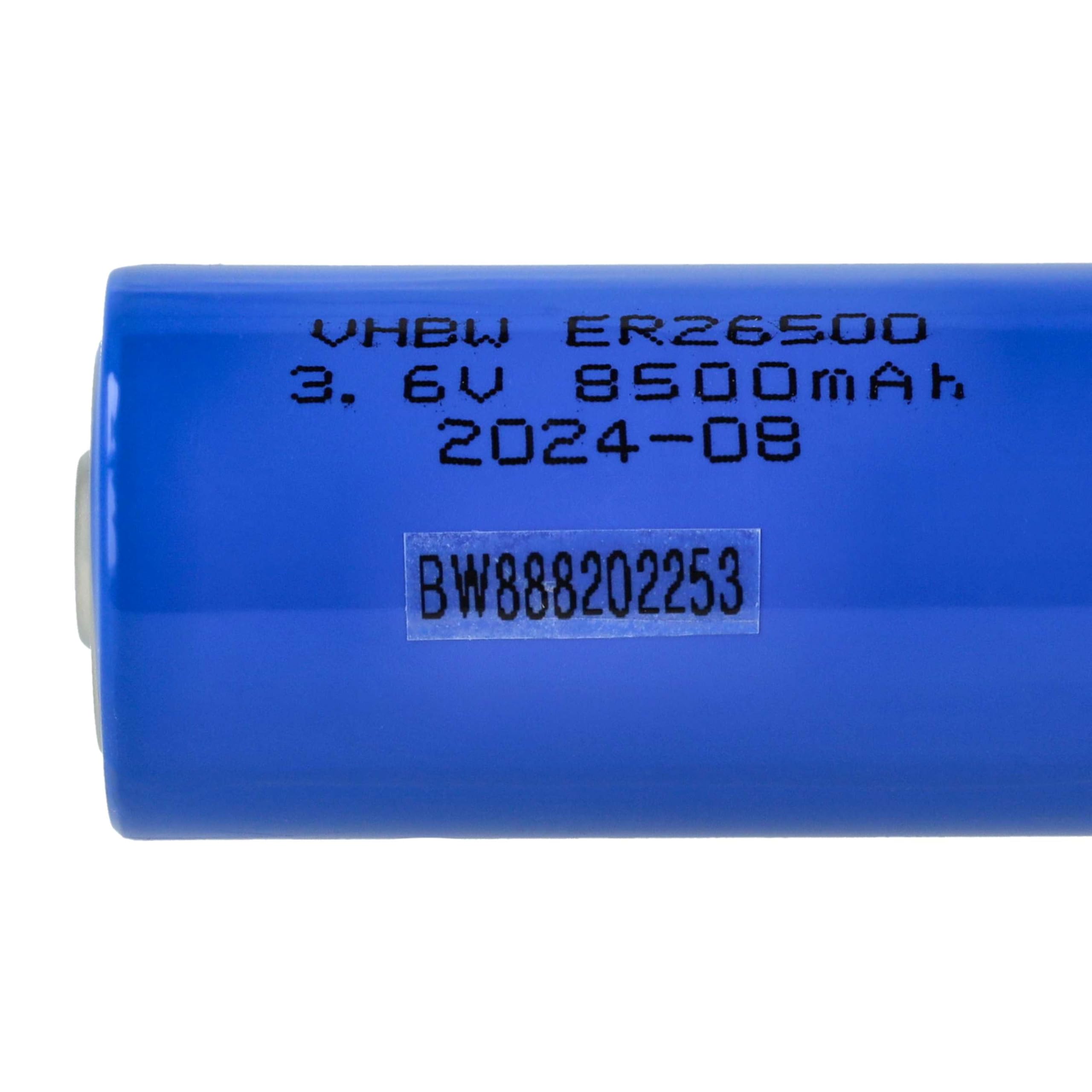 vhbw 10x pila cilindrica al litio ER26500 (Size C) - Batterie primarie (8500mAh, 3,6V, Li-SOCl2)