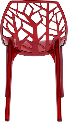 Miniatura 5 de LeisureMod Cornelia Silla auxiliar apilable moderna con diseño de árbol de primavera sin brazos de acrílico para cocina, sala de estar y comedor,