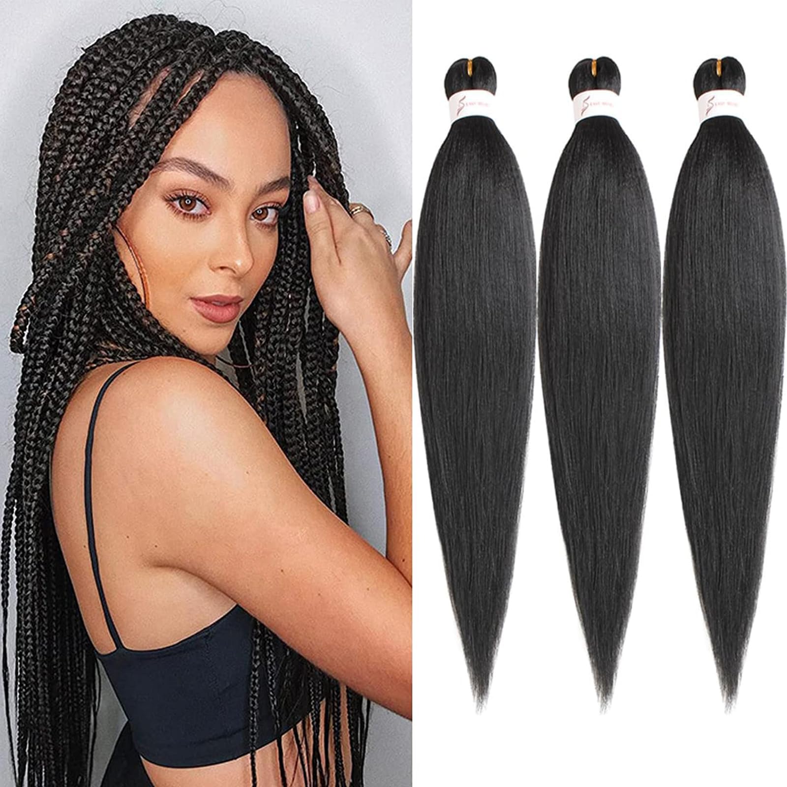 Buy Xtrend 26 Inch EZ Braid 3 Packs Black Long Pre Stretched Braiding