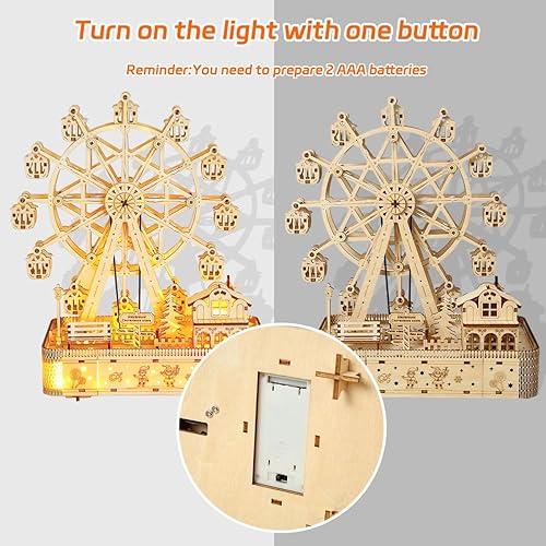 Miniatura 3 de QBTTeCe Rompecabezas de madera 3D para adultosniños, rompecabezas 3D de 183 piezas con música y LED, kits de construcción de troncosno requiere