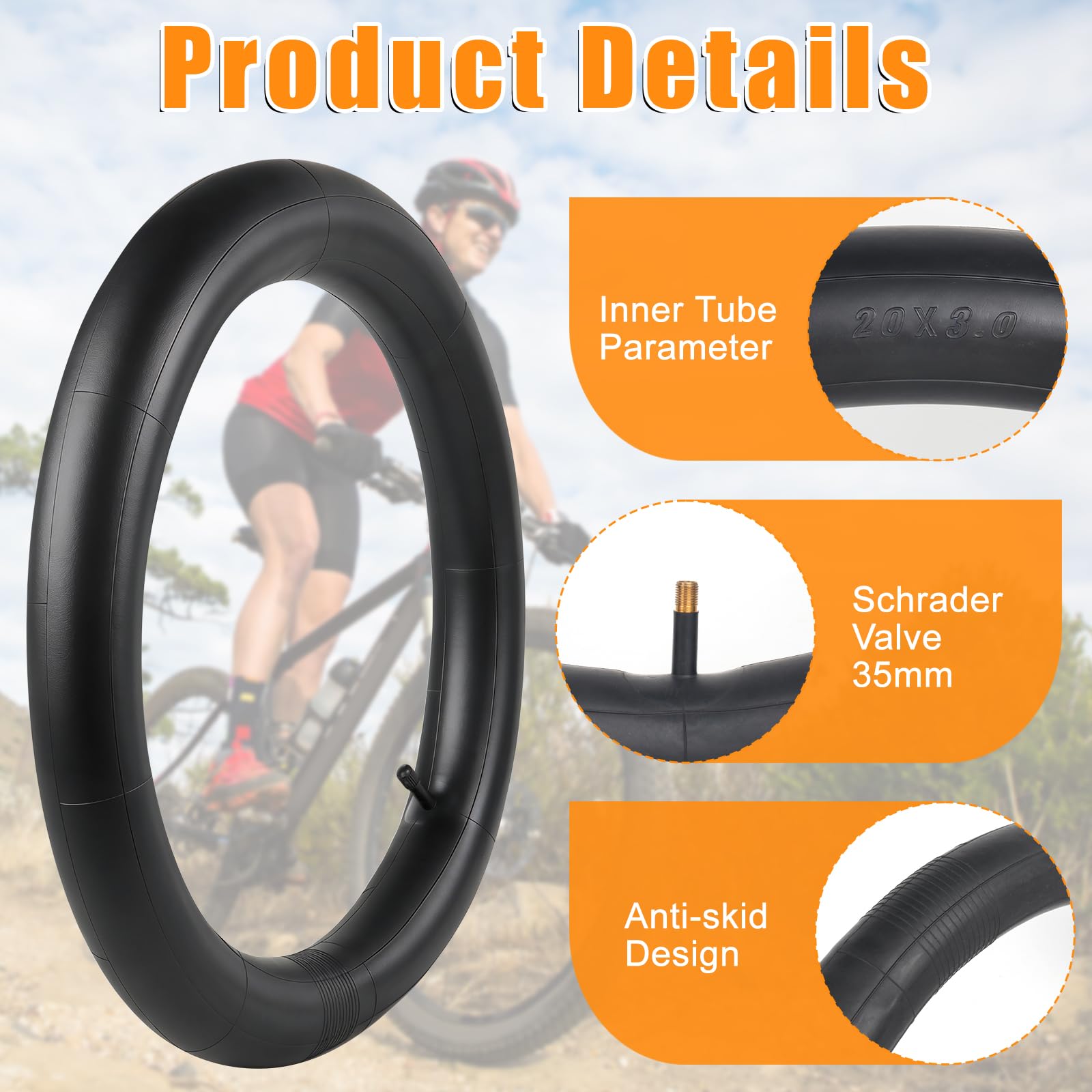 Camera D'Aria Per Fat Bike 20x3.0 Pollici Con Valvola AV – Gomma Butilica Per MTB E Bici Elettriche, Alta Tenuta, Resistente