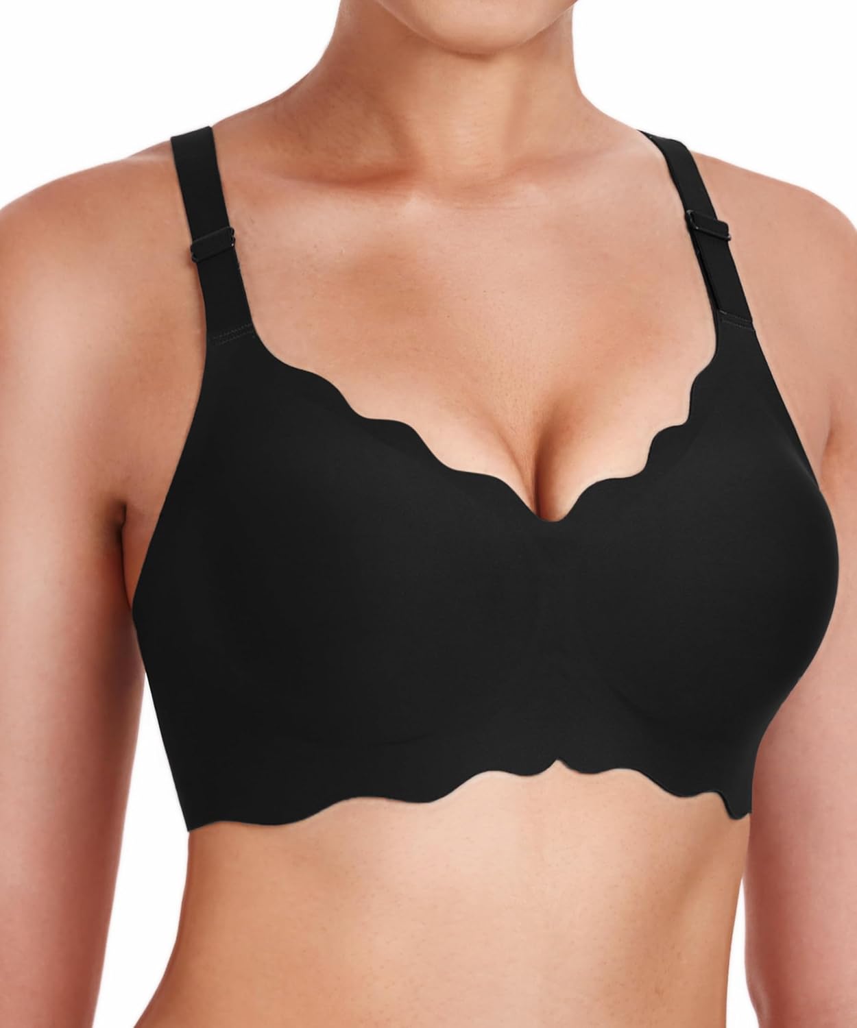 Dutifulon Seamless Scalloped Push-up Bra Sentmoon Sports Bras For Women Wireless Support Soft And Comfortable Bras For Older Women