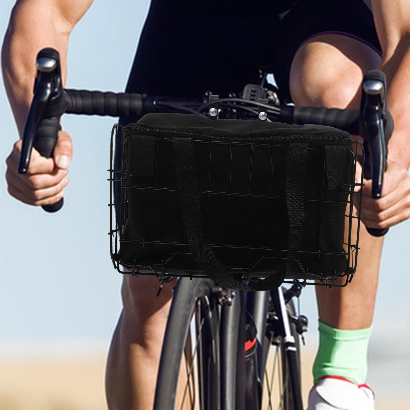 Cestino Pieghevole per Mountain Bike in Metallo con Struttura Robusta e Capacità di Carico Elevata, Borsa Interna Rimovibile per Ciclismo All'aperto