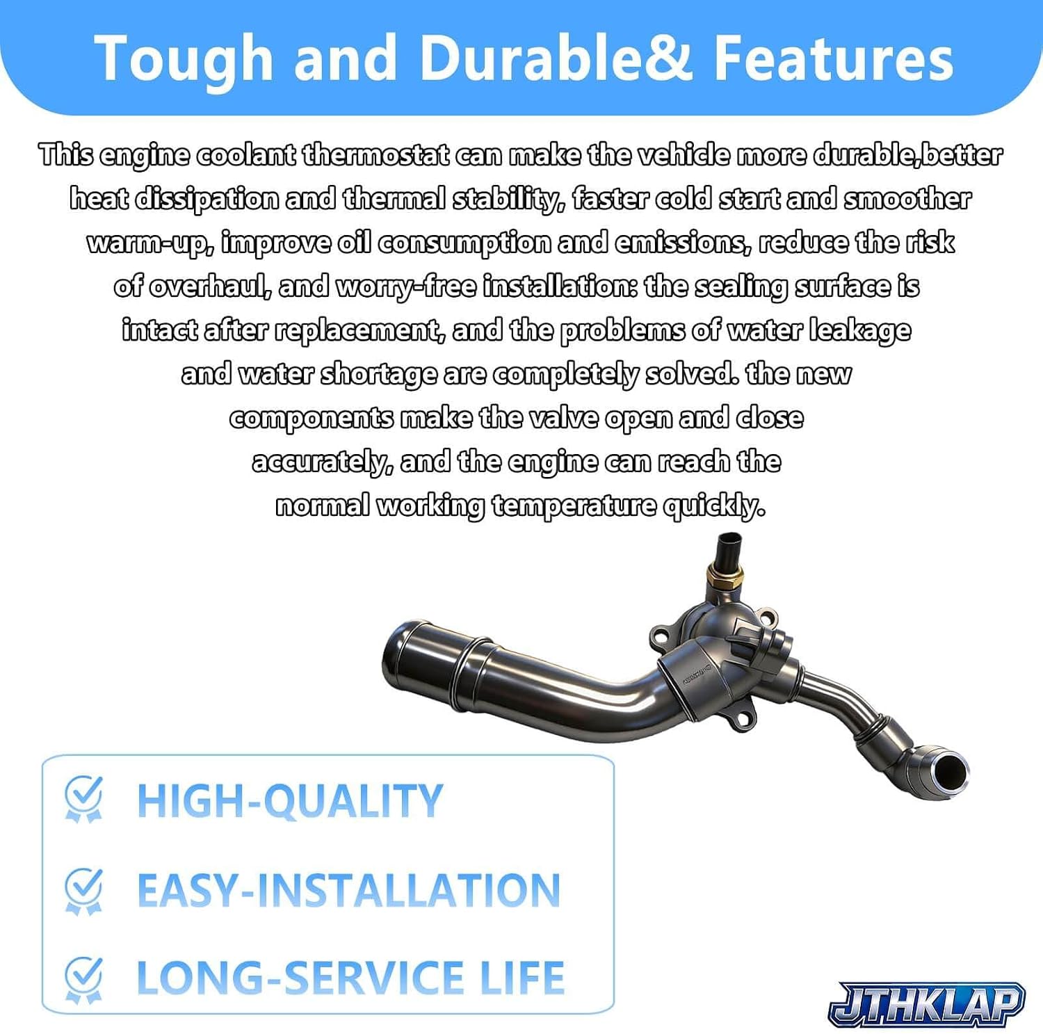Engine Coolant Thermostat Housing Assembly for Jeep Wrangler 2018-2024 2.0L Turbo, Aluminum Thermostat Housing, Replace 05048424AD 5048424AD 5048424AC 5048424AB