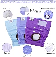 Vista 2 de CuteBone Pañales para perras, paquete de 3 pañales reutilizables para perras con un tirante para perros pequeños, medianos y grandes, BDD01L